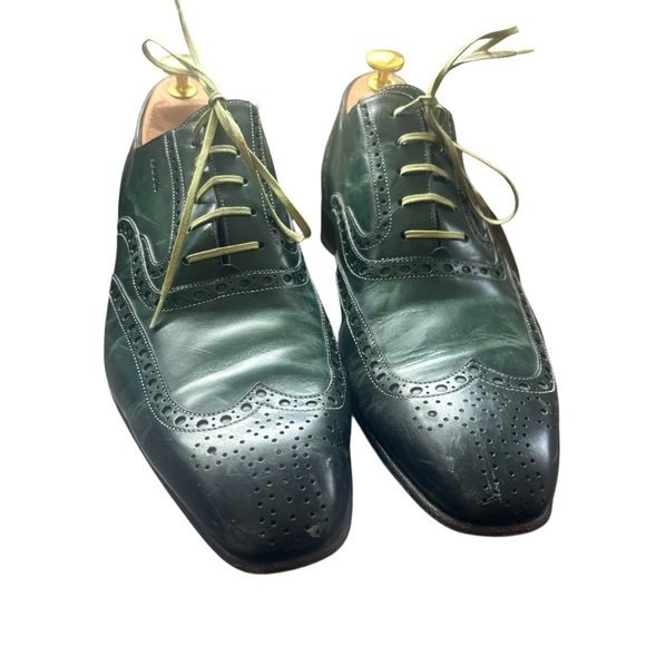 Calzoleria lHarris Firenze Men’s 1913 Hand-Painted Signature Oxford Green Size 8 - Picture 3 of 8